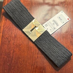 Zara Textured Black Belt with Gold Buckle
